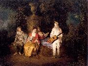 WATTEAU, Antoine Party of Four France oil painting reproduction